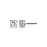 14k White Gold Diamond Stud Earrings, Round Cut Solitaire with Screw Back, Classic Four Prong Setting