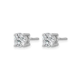 14k White Gold Diamond Stud Earrings, Round Lab Grown Solitaire, Four Prong, Screw Back