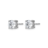 14k White Gold Solitaire Stud Earrings with Round Cut Clear Gemstones, Screw Back Design