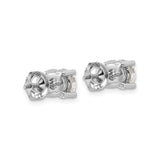 14k White Gold Solitaire Stud Earrings with Round Cut Clear Gemstones, Screw Back Design