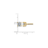 14k Yellow Gold Solitaire Stud Earrings with Clear Gemstones, Screw Back Setting