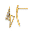 14k Yellow Gold Stud Earrings with Cubic Zirconia, Triangle and Lightning Bolt Design, Minimalist Style