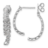 14k White Gold Hoop Earrings with Diamond Accents and Textured Marquise Leaf Design