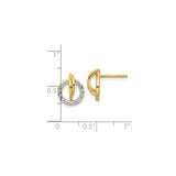 14k Yellow Gold Circle Stud Earrings with Diamond Accents, Polished Geometric Design