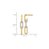 14k Two-Tone Gold Drop Earrings with Diamond Accents, Interlocking Oval Link Design