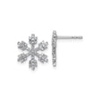 14k White Gold Snowflake Stud Earrings with Diamond Pavé, Winter Holiday Jewelry for Women