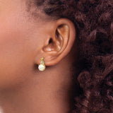 14k Yellow Gold Earrings with Cultured White Pearls and Diamond Accents, Teardrop Stud Design