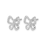 14k White Gold Butterfly Stud Earrings with Diamond Accents, Openwork Wings Design