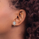 14k White Gold Snowflake Stud Earrings with Diamond Accents, Winter Starburst Design