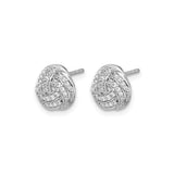 14k White Gold Love Knot Stud Earrings with Round Cut Diamonds, Symbol of Unity and Eternal Love