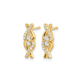 14k White Gold Diamond Stud Earrings with Interwoven Infinity Design