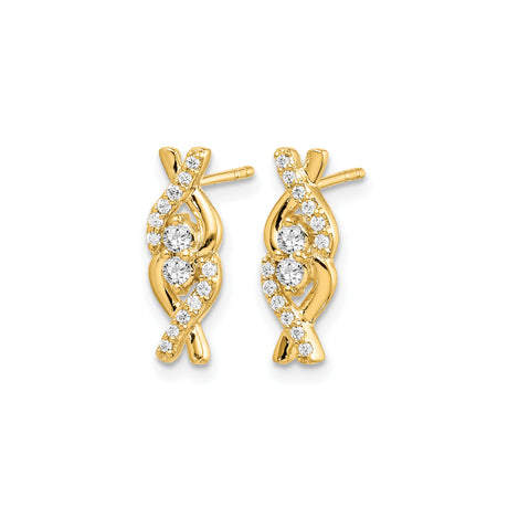 14k White Gold Diamond Stud Earrings with Interwoven Infinity Design