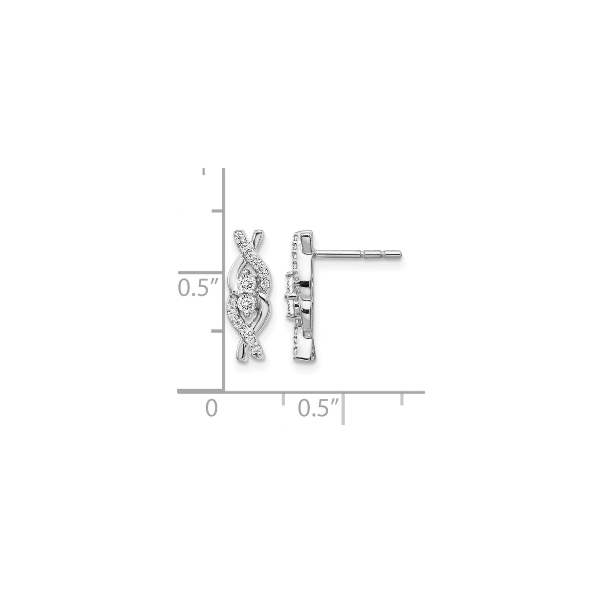 14k White Gold Diamond Stud Earrings with Interwoven Infinity Design