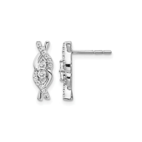 14k White Gold Diamond Stud Earrings with Interwoven Infinity Design