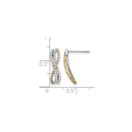 14k Two-Tone Gold Infinity Hoop Earrings with Diamond Accents and Rope Detailing