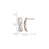 14k Two-Tone Gold Infinity Twist Stud Earrings with Cubic Zirconia Accents