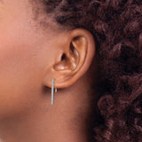 14k White Gold Ear Climber Earrings with Diamond Accents, Sleek Linear Minimalist Design