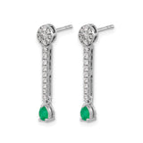 14k White Gold Drop Earrings with Pear Shaped Emerald and Diamond Accents