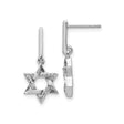 14k White Gold Star of David Dangle Earrings with Diamond Accents for Women
