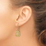 14k Yellow Gold Diamond Earrings, Sunburst Pavé Dangle Design, Vintage Style for Women