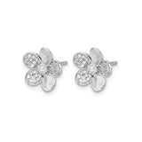 14k White Gold Flower Stud Earrings with Diamond Accented Petals