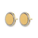 14k White Gold Diamond Halo Stud Earrings with Polished Center and Accents