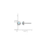 14k White Gold Stud Earrings with Round Aquamarine Center and Diamond Halo