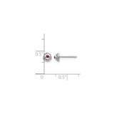 14k White Gold Stud Earrings with Garnet Center and Diamond Halo