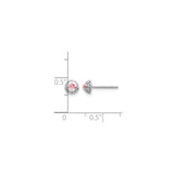 14k White Gold Stud Earrings with Pink Tourmaline Center and Diamond Halo Design