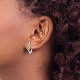 14k White Gold Hoop Earrings with Citrine and Diamond Accents, Halo Setting