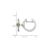 14k White Gold Hoop Earrings with Peridot and Diamond Halo Accents