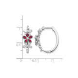 14k White Gold Hoop Earrings with Diamonds, Floral Design, Nature Inspired Jewelry for Women