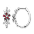 14k White Gold Hoop Earrings with Diamonds, Floral Design, Nature Inspired Jewelry for Women