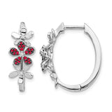 14k White Gold Hoop Earrings with Diamonds, Floral Design, Nature Inspired Jewelry for Women