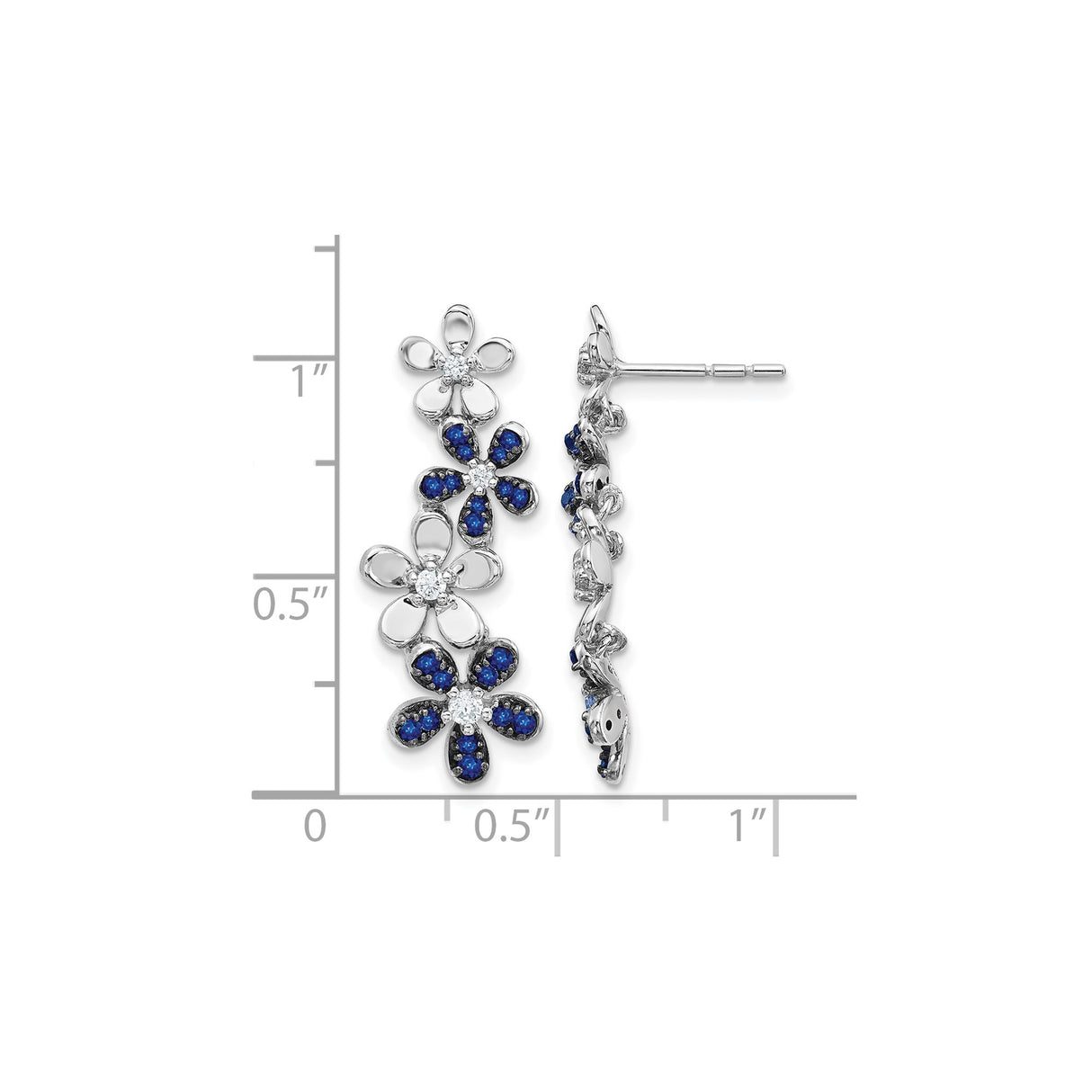 14k White Gold Drop Earrings with Diamond Floral Openwork Design for Women