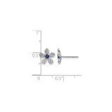 14k White Gold Flower Stud Earrings with Sapphire and Diamond Accents for Women