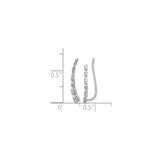 10k White Gold Ear Climber Earrings with Cubic Zirconia, Cascading Modern Design for Women