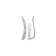 14k White Gold Curved Climber Earrings with Diamonds, Modern Minimalist Design for Women