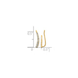 14k Yellow Gold Ear Climber Earrings with Diamond, Curved Minimalist Design