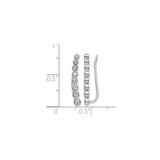 10k White Gold Ear Climber Earrings with Graduated Bezel Set Round Diamonds, Modern Design