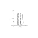 14k White Gold Ear Climber Earrings with Bezel-Set Round Diamonds, Modern Minimalist Design