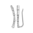 14k White Gold Ear Climber Earrings with Diamond, Curved Modern Design for Women