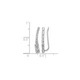 14k White Gold Diamond Ear Climber Earrings with Graduated Round and Square Stones