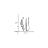 10k White Gold Ear Climbers with Diamonds, Modern Curved Design for Women