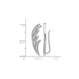 14k White Gold Ear Climber Earrings with Diamond Leaf Design