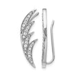 14k White Gold Ear Climber Earrings with Diamond Leaf Design