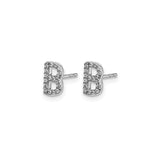 14k White Gold Letter B Stud Earring with Diamond Accent, Personalized Initial Jewelry