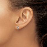 14k White Gold Diamond Initial D Stud Earrings, Alphabet Letter Design for Women
