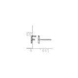14k White Gold Letter F Diamond Stud Earring, Dainty Initial Jewelry