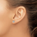 14k White Gold Initial M Diamond Stud Earring, Dainty Alphabet Jewelry for Women